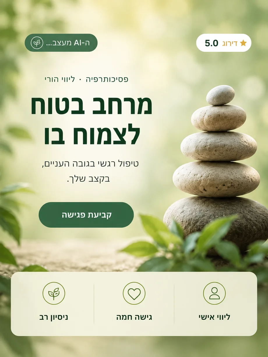 דוגמה לדף נחיתה שנוצר במחולל — מטפלת רגשית